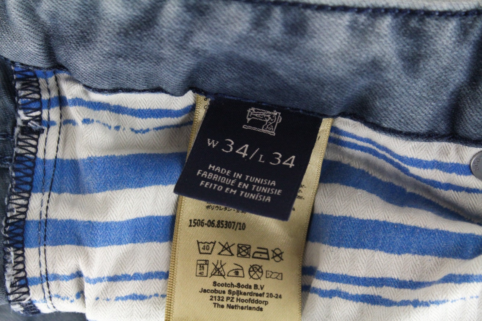 SCOTCH & SODA Skim Men Jeans W34/L34 Blue Skinny Washed Dress Stretchy Zip Fy