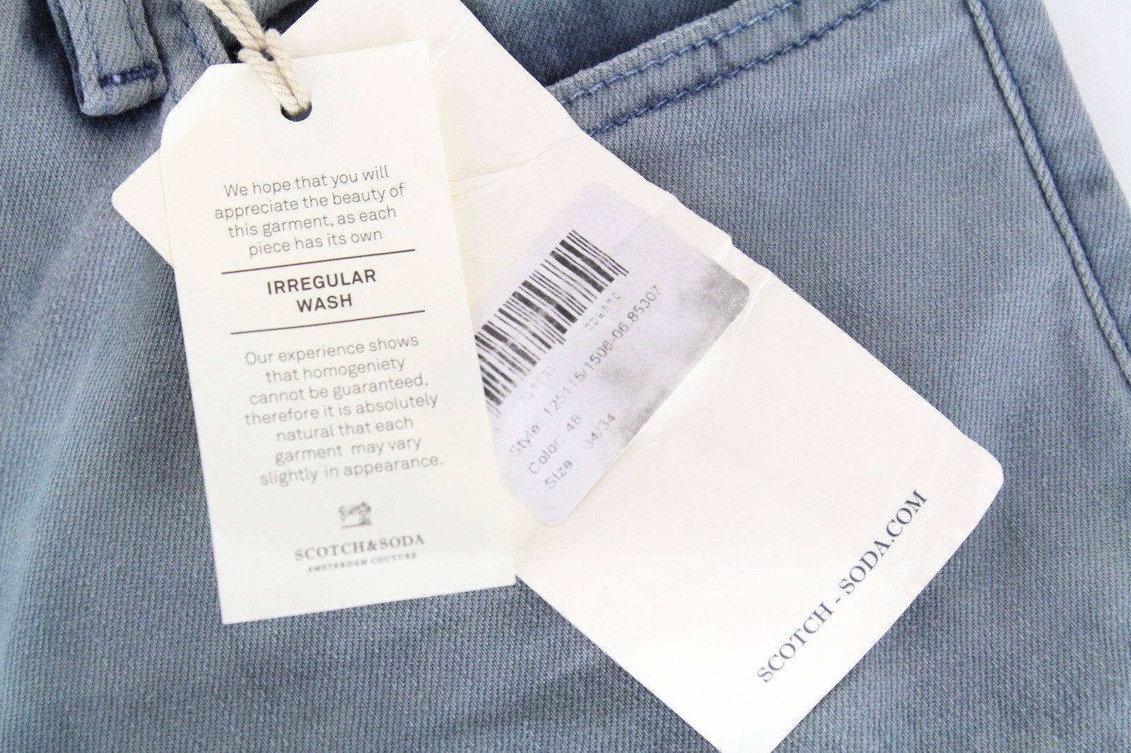 SCOTCH & SODA Skim Men Jeans W34/L34 Blue Skinny Washed Dress Stretchy Zip Fy