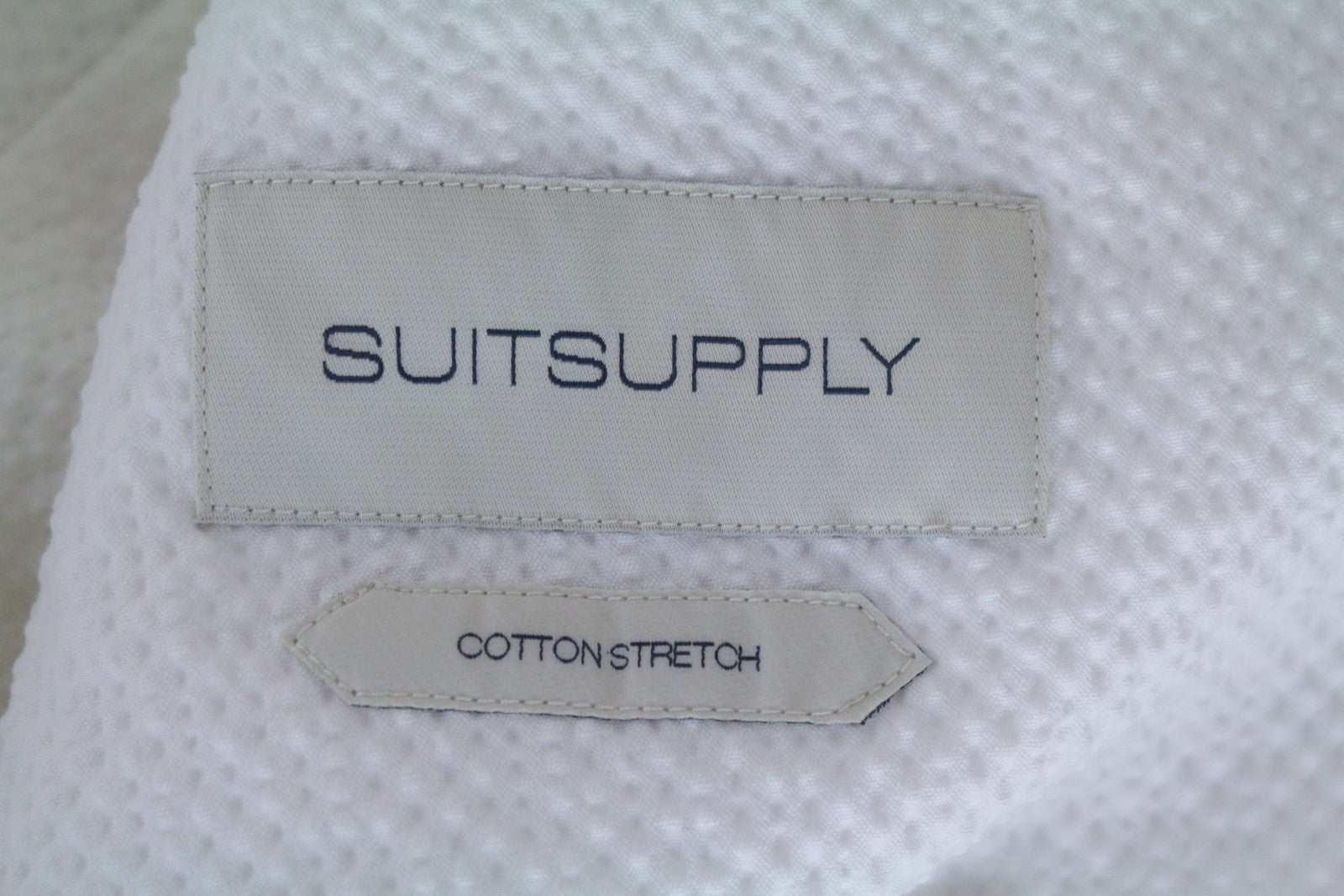 SUITSUPPLY Havana Men Suit UK38R White Slim Seersucker Double-Breasted 2 Piece
