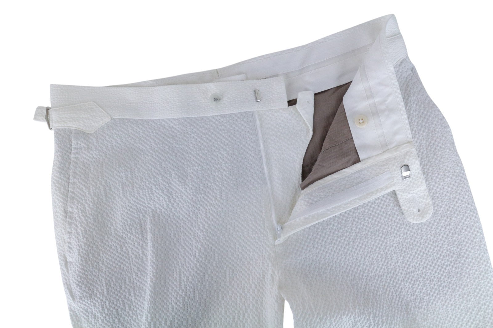 SUITSUPPLY Havana Men Suit UK38R White Slim Seersucker Double-Breasted 2 Piece