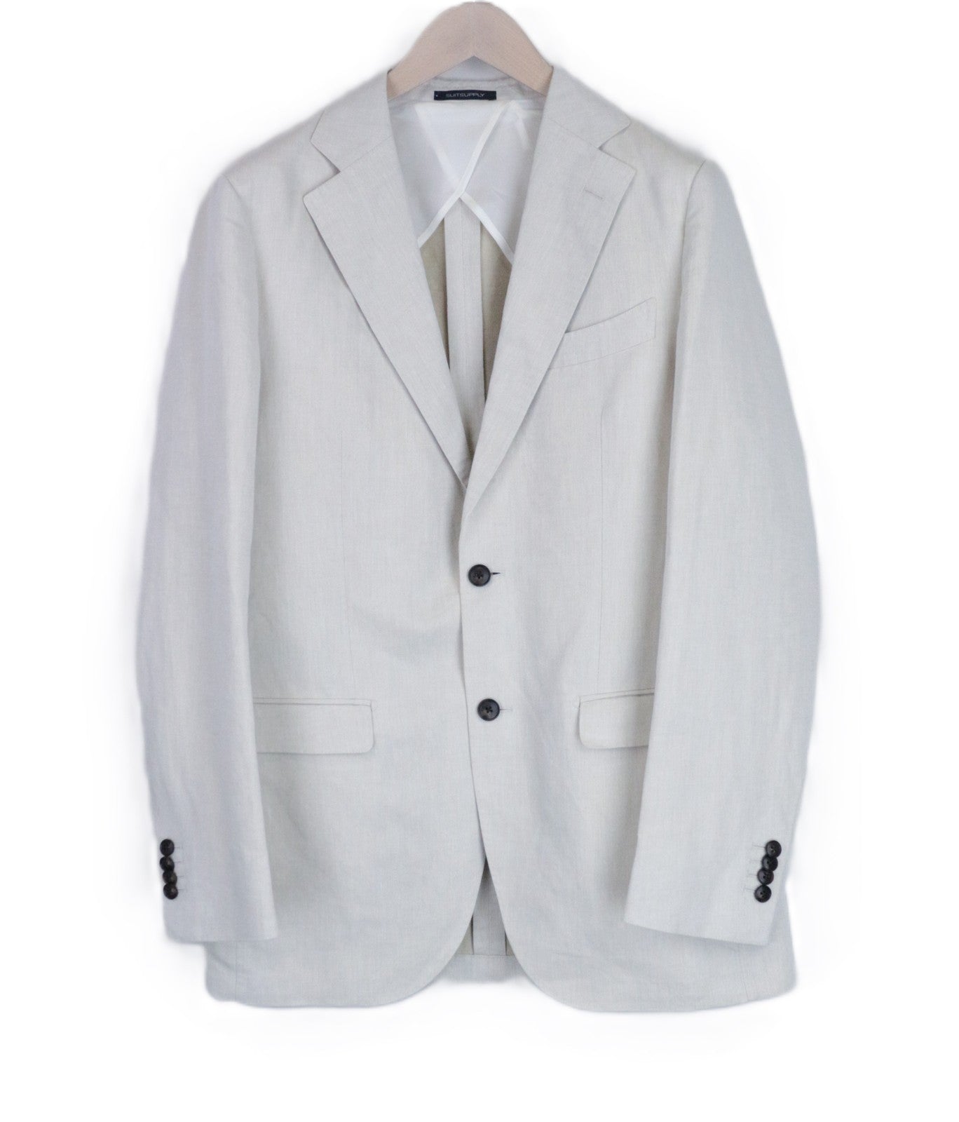 SUITSUPPLY La Spalla Men Suit UK38L Beige Linen Cotton Single-Breasted 2 Piece