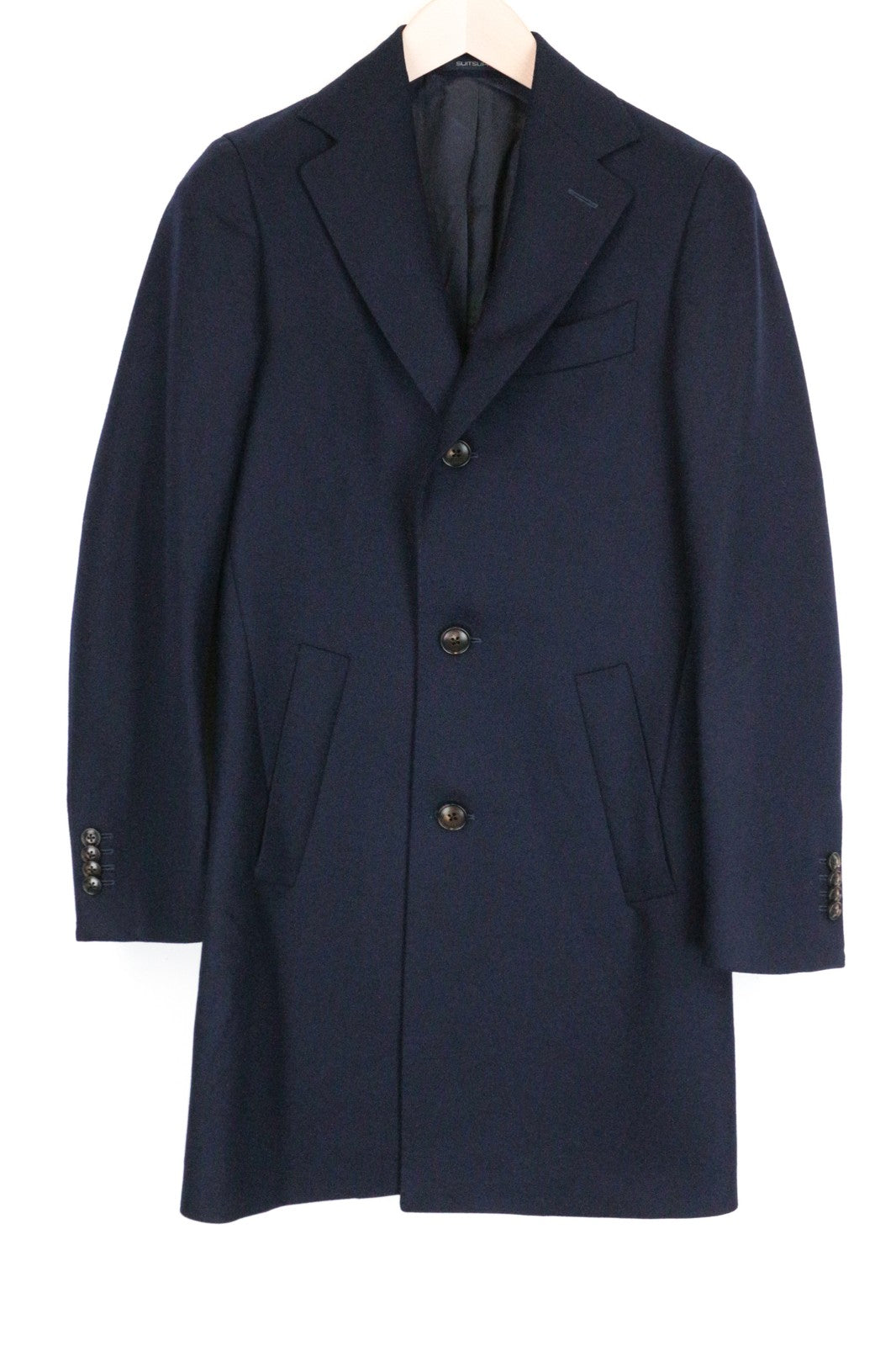 SUITSUPPLY Vicenza Men Coat UK30R Blue Pure Wool Single-Breasted Classic Lined