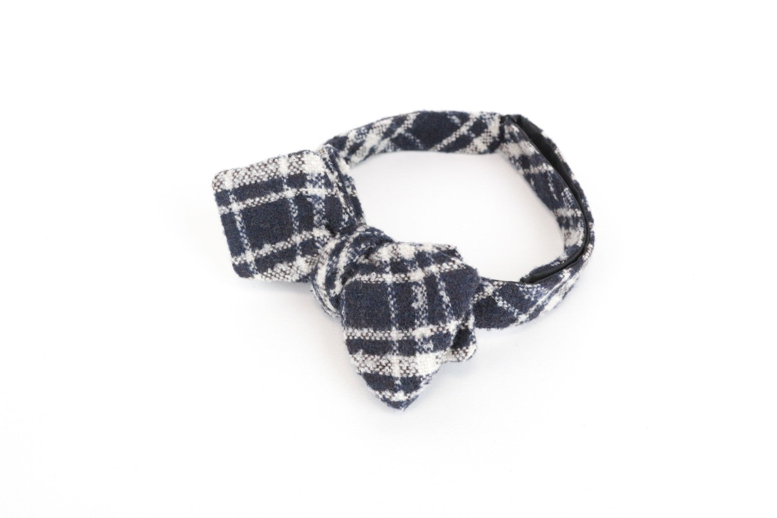 SUITSUPPLY Men Bow OS Navy Blue Wool Blend Checked Self-Tied Formal