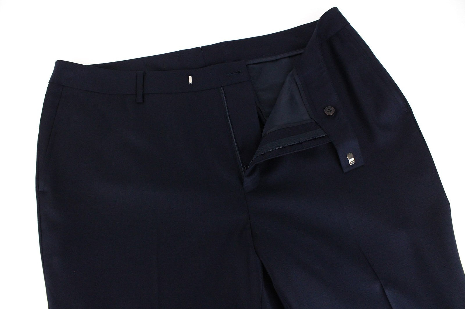 SUITSUPPLY Robin Women Trousers ~W39/L26 Pure Wool Formal Flat Front Slim Blue