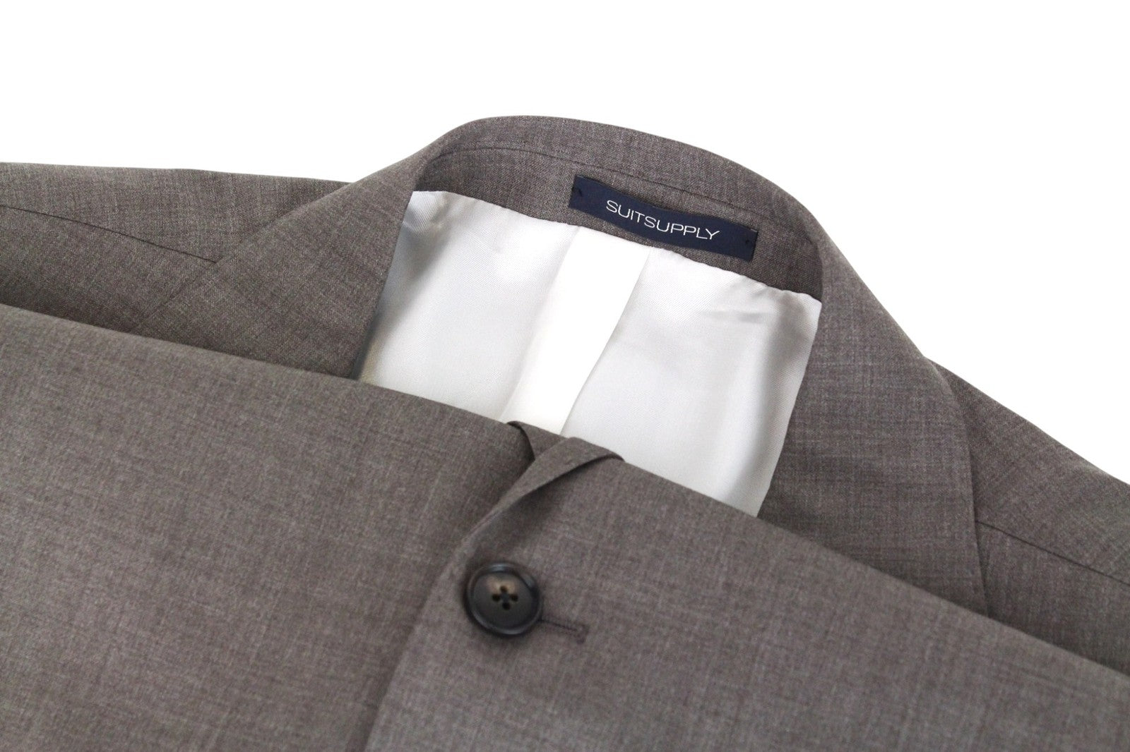 SUITSUPPLY La Spalla Men Suit UK52S Slim Brown Melange 2-Piece Formal Pure Wool