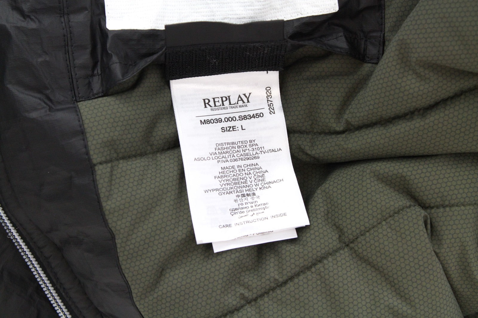 REPLAY Men Jacket L Black Bomber Patched Lined High Neck Ribbed Classic Zip Up
