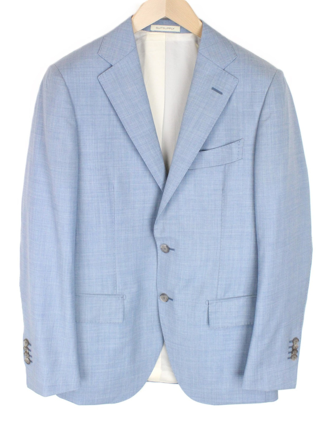 SUITSUPPLY Lazio Men Suit UK36R Pure Wool Formal Melange Blue Slim 2-Piece