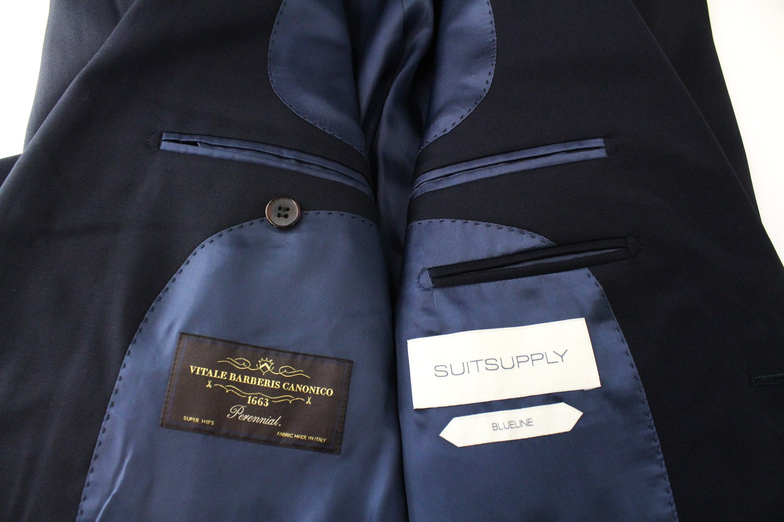 SUITSUPPLY Lazio Blueline Men Suit UK36L Navy Pure Wool Single-Breasted 3 Piece