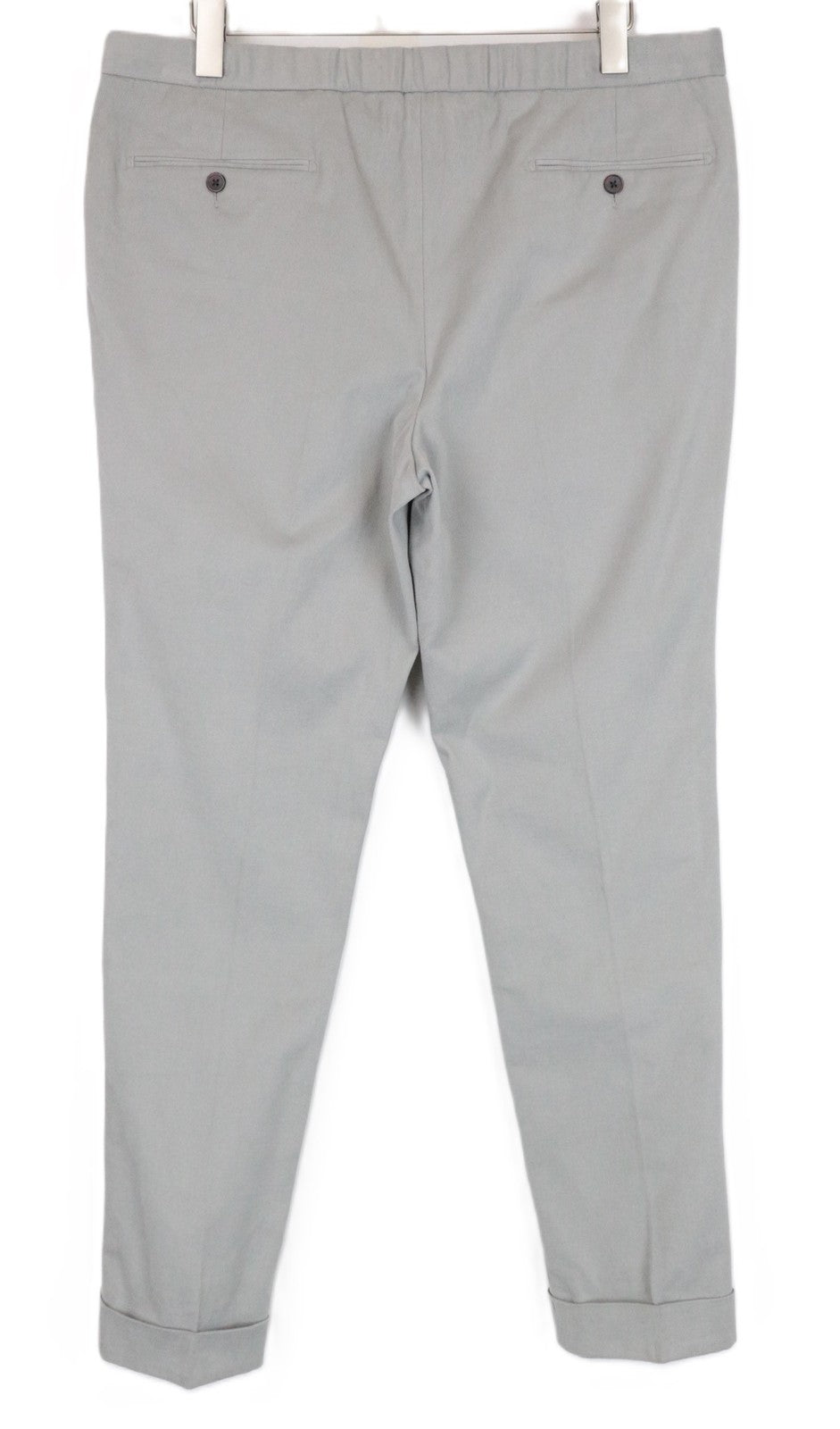 SUITSUPPLY Brescia Men Trousers UK34R Grey Cotton Stretch Pleated Turn-Up