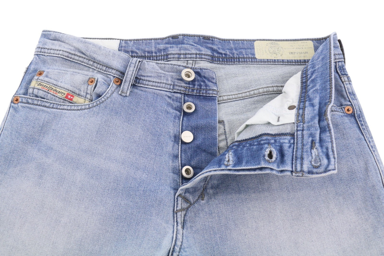 DIESEL Tepphar Men Jeans W29/L30 Blue Whiskers Faded Distress Slim Carrot Fit