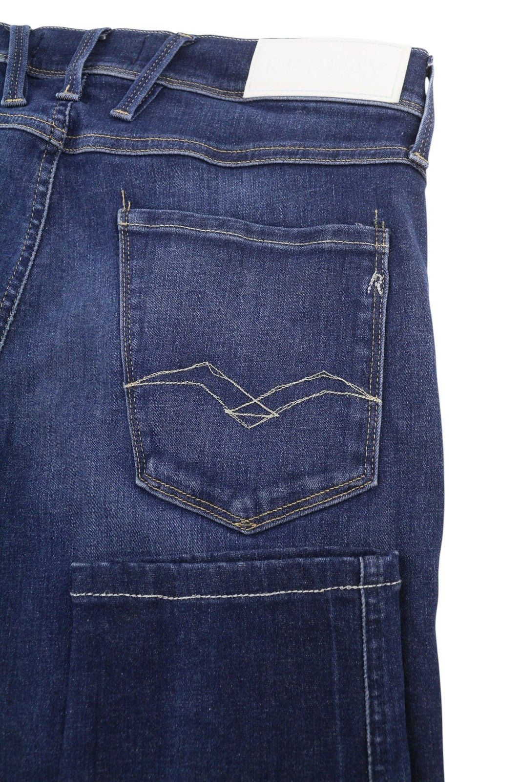 REPLAY Anbass Men Jeans W30/L29 Blue Whiskers Faded Slim Fit Denim