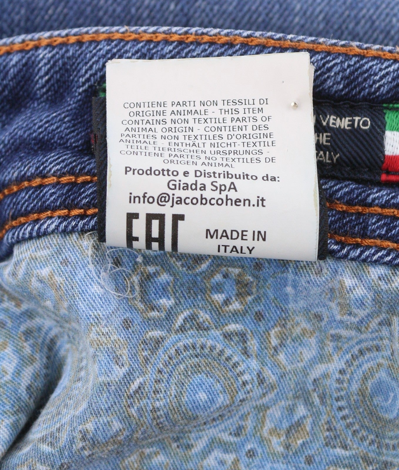 JACOB COHEN J622 Comf Men Jeans W34 Blue Faded Skinny Fit Button Fly