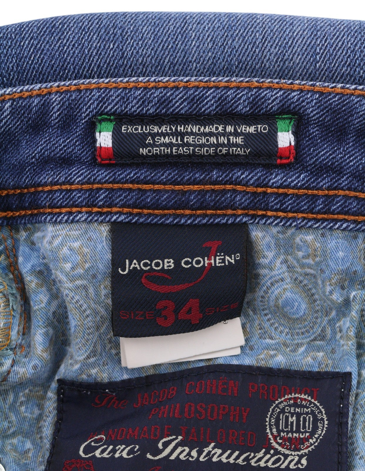JACOB COHEN J622 Comf Men Jeans W34 Blue Faded Skinny Fit Button Fly