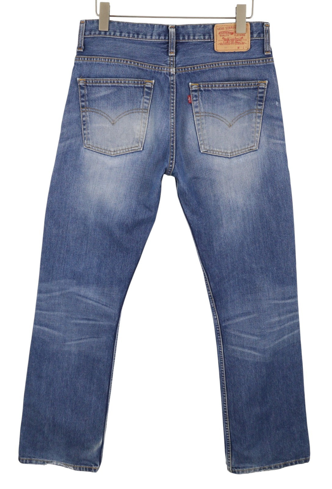 LEVI'S 507 Men Jeans W34/L36 Blue Whiskers Faded Zip Fly Slim Bootcut Fit