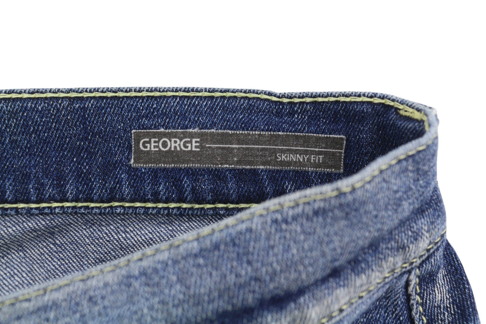 DONDUP George Skinny Fit Men Jeans W32 Blue Whiskers Faded Distress Buttoned