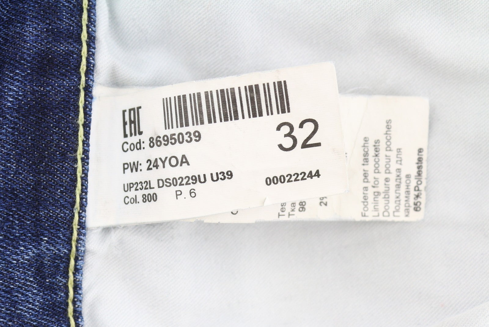 DONDUP George Skinny Fit Men Jeans W32 Blue Whiskers Faded Distress Buttoned