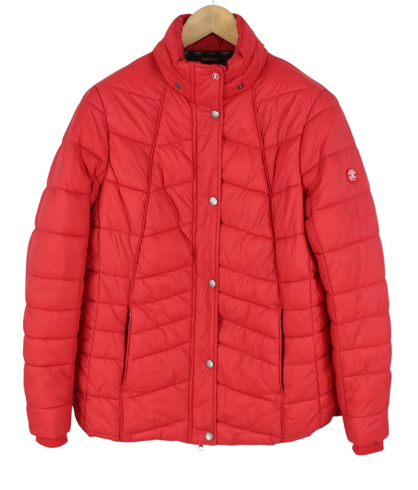 BARBOUR Bernera Quilt Women Jacket EU42 XL Red Fibre Down Filled Full Zip