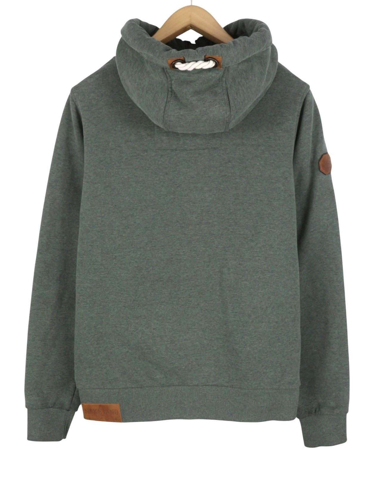NAKETANO Men Hoodie L Green Melange Long Sleeve Full Zip