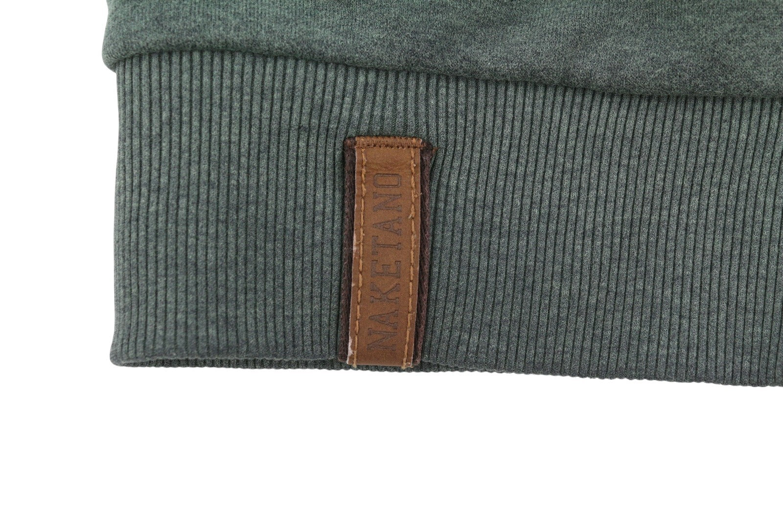 NAKETANO Men Hoodie L Green Melange Long Sleeve Full Zip