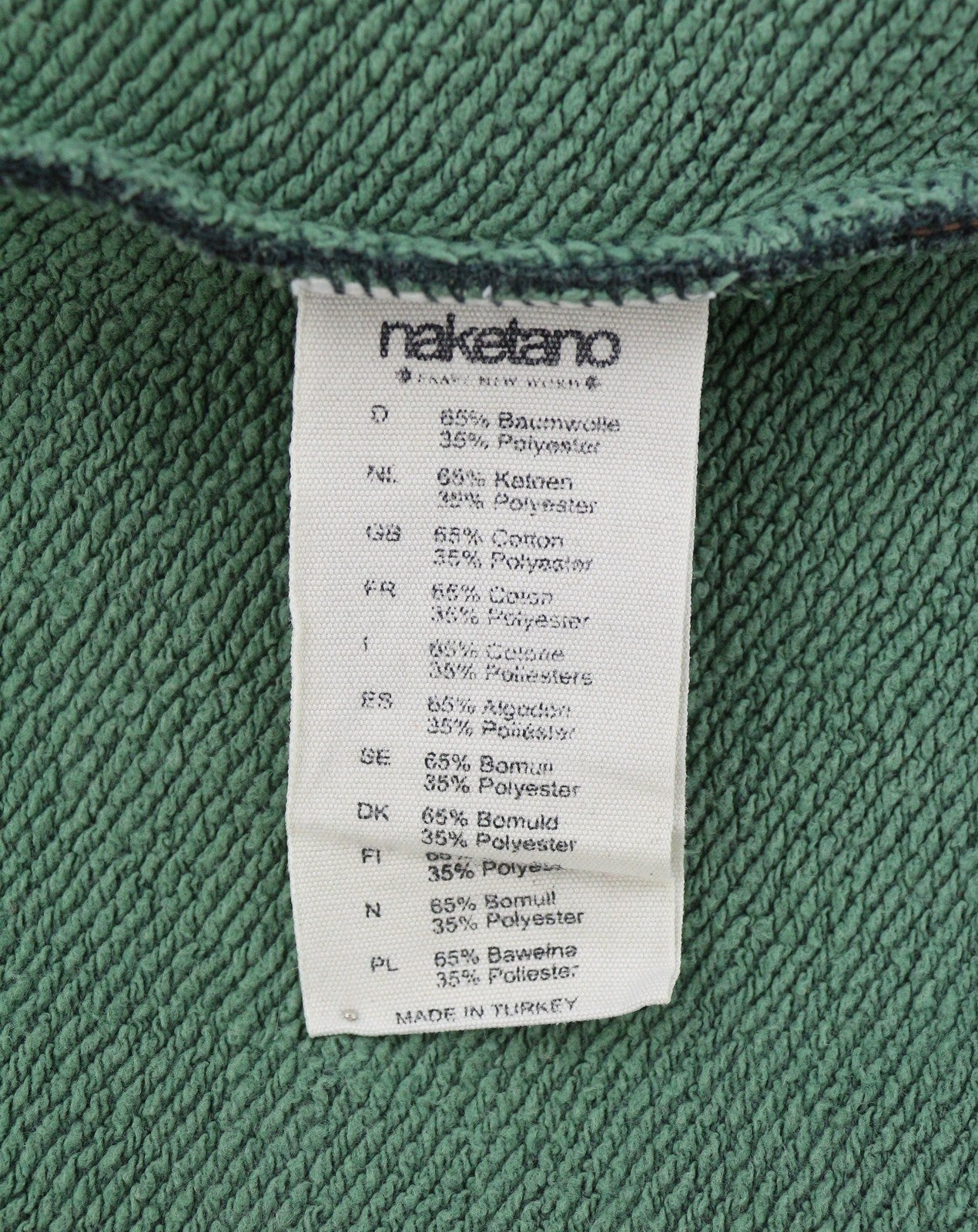 NAKETANO Men Hoodie L Green Melange Long Sleeve Full Zip