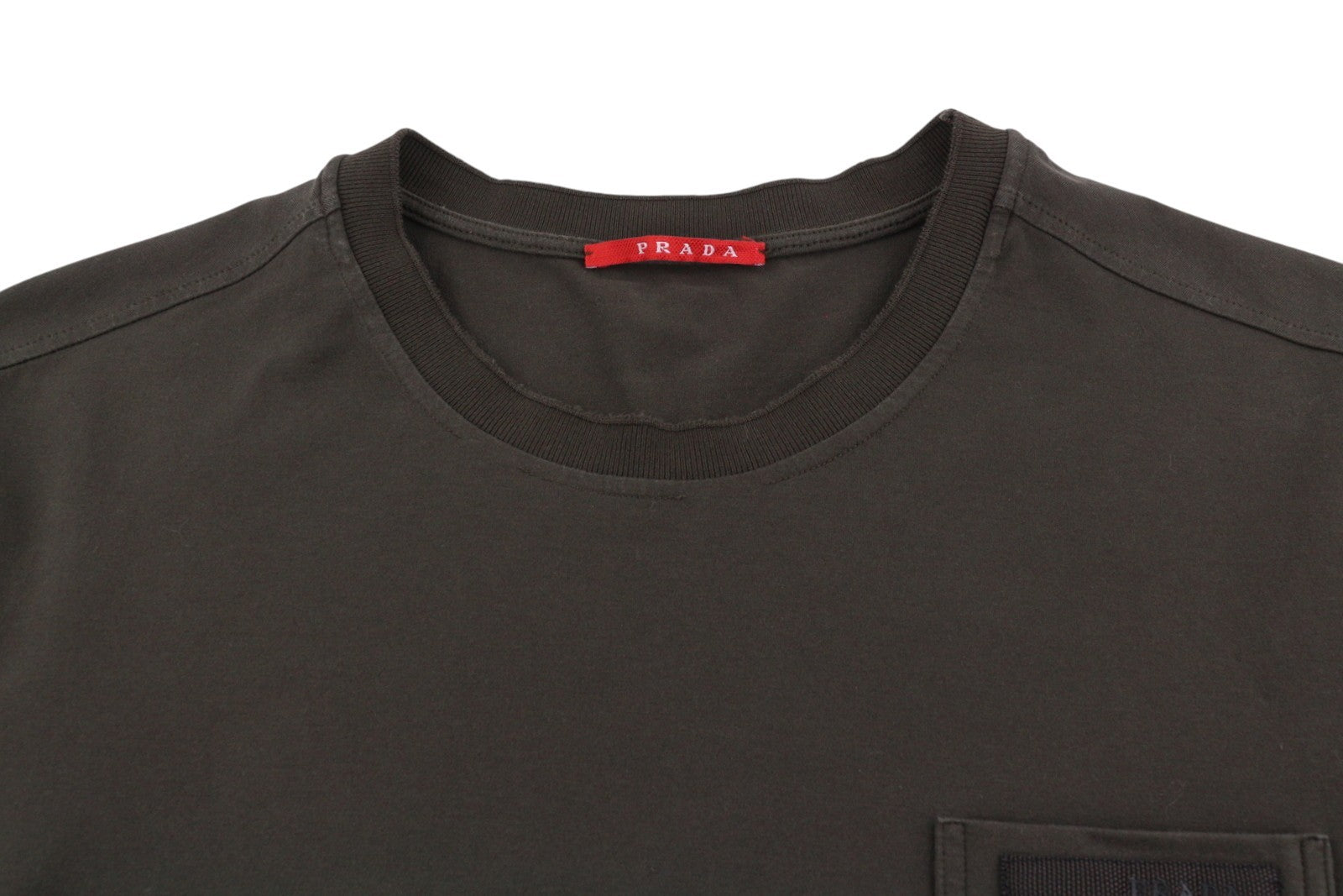 PRADA Men Sweatshirt XL Brown Patch Pocket Crew Neck Long Sleeve Pull On