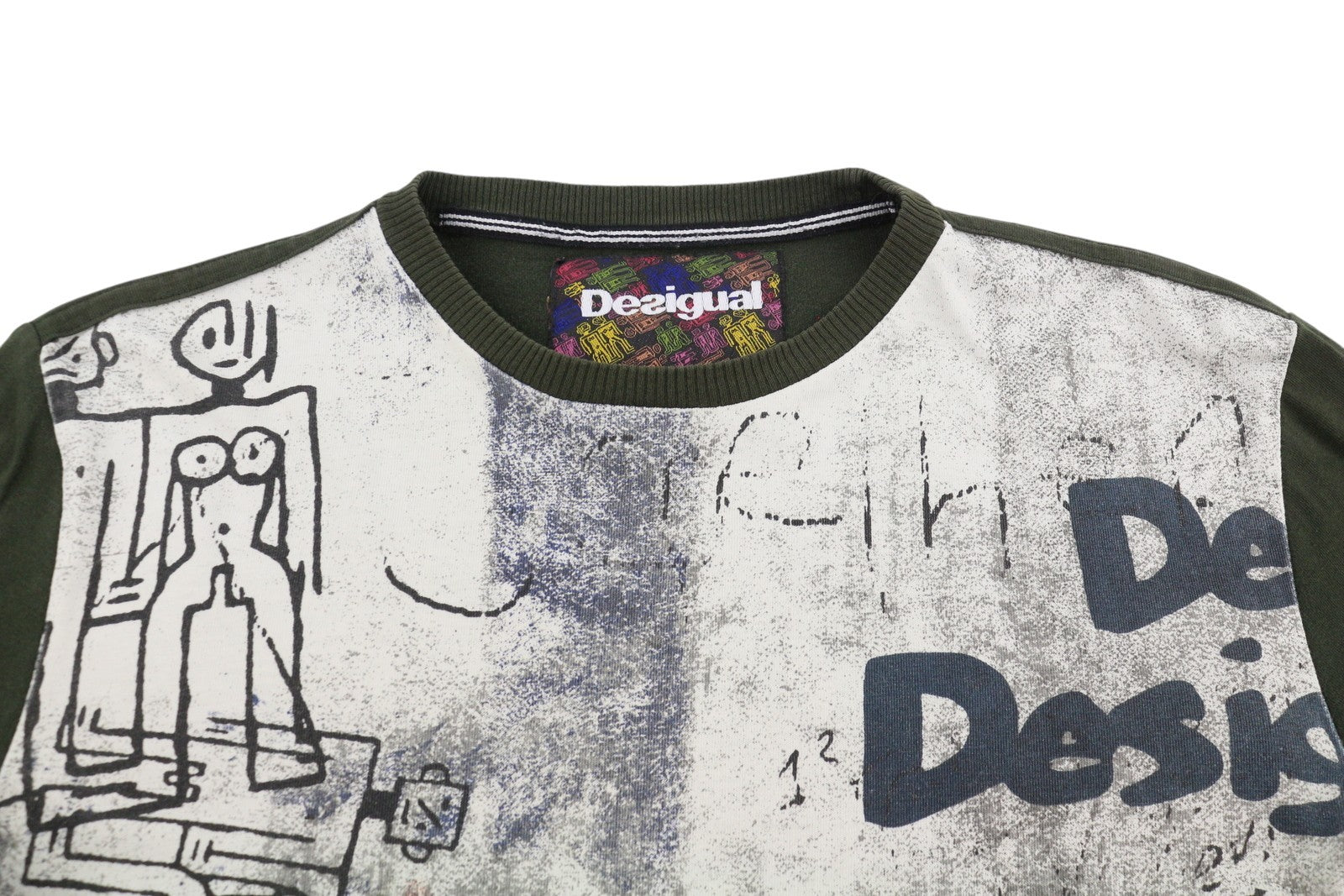 DESIGUAL Men Sweatshirt L Patterned Crew Neck Long Sleeved Pull On