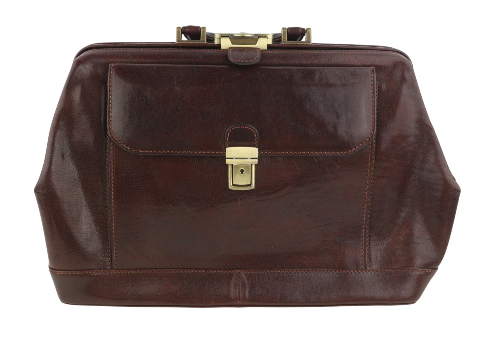 TIME RESISTANCE Hamlet Men Bag OS Brown Large Italian Leather Doctor RRP350