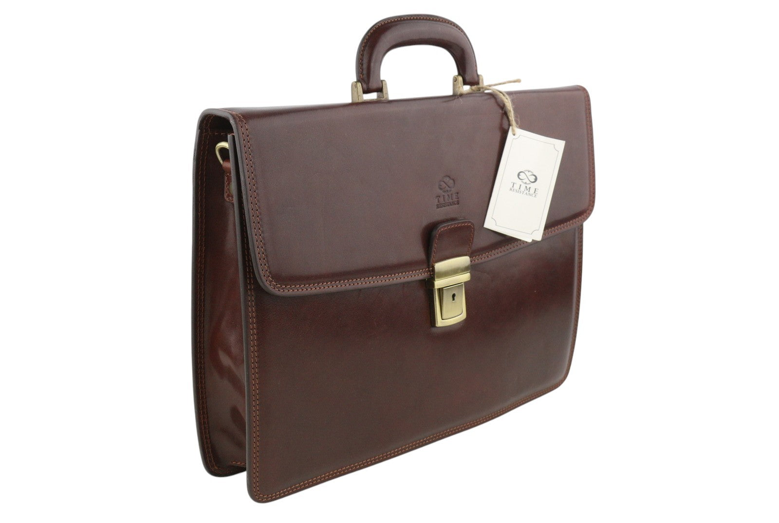 TIME RESISTANCE The Sound of the Mountain Men Bag Brown Leather Briefcase RRP270