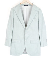 SUITSUPPLY La Spalla Men Blazer UK32R Green Slim Melange Formal Wool Silk Linen