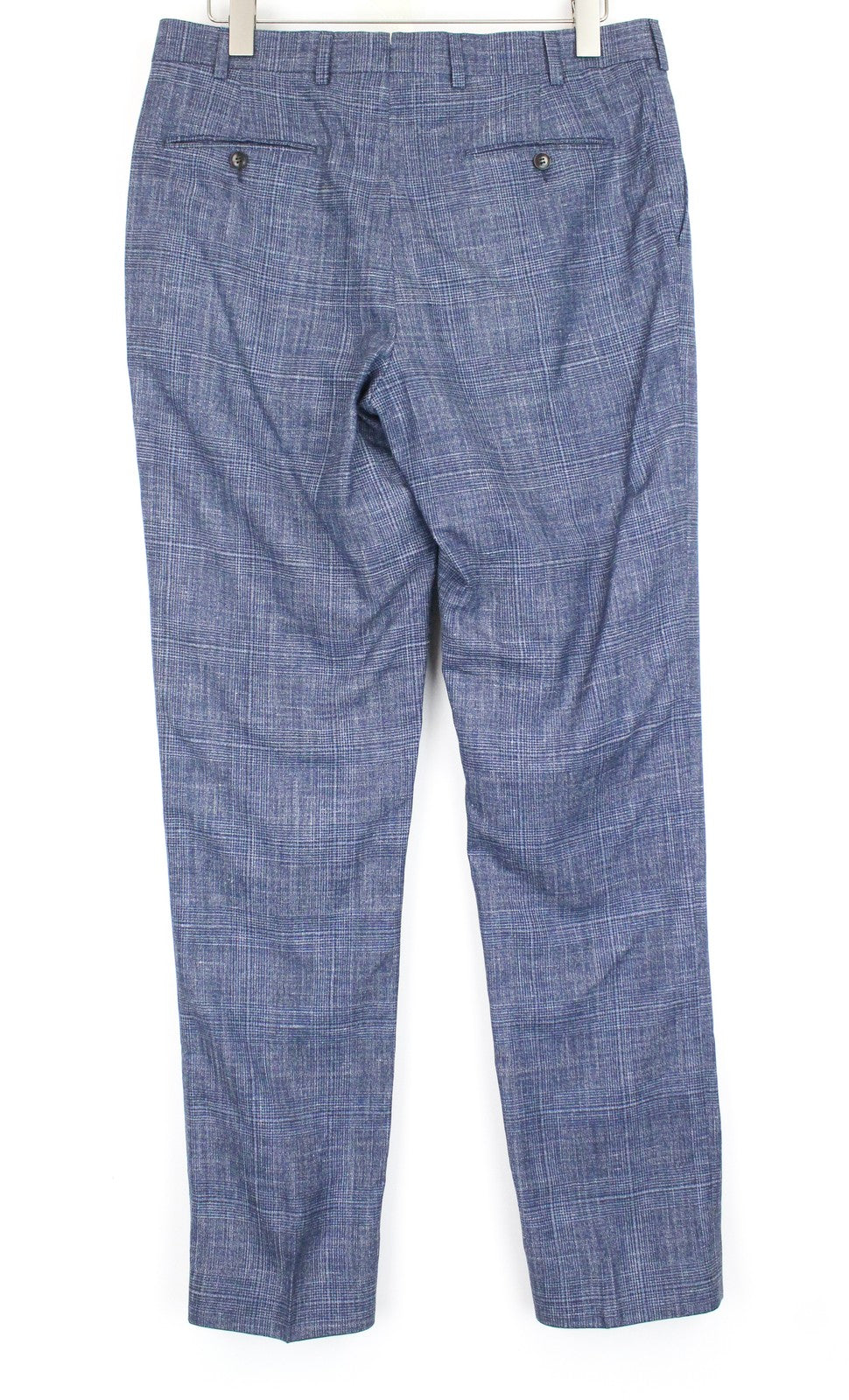 SUITSUPPLY Lazio Men Suit UK36R Blue Slim Glen Check 2-Piece Wool Silk Linen