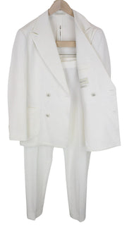 SUITSUPPLY Havana Men Suit UK38R Off-White 2-Piece Two Row Slim Cotton Stretch