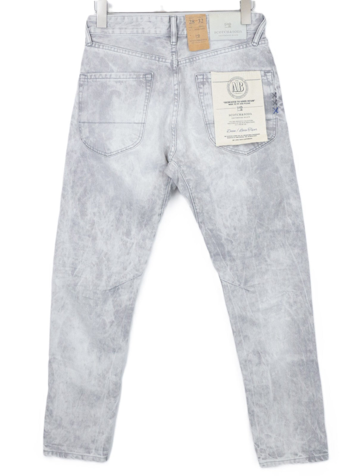 SCOTCH & SODA Dean Men Jeans W28/L32 Grey Loose Taper Fit Non-Stretch Buttoned