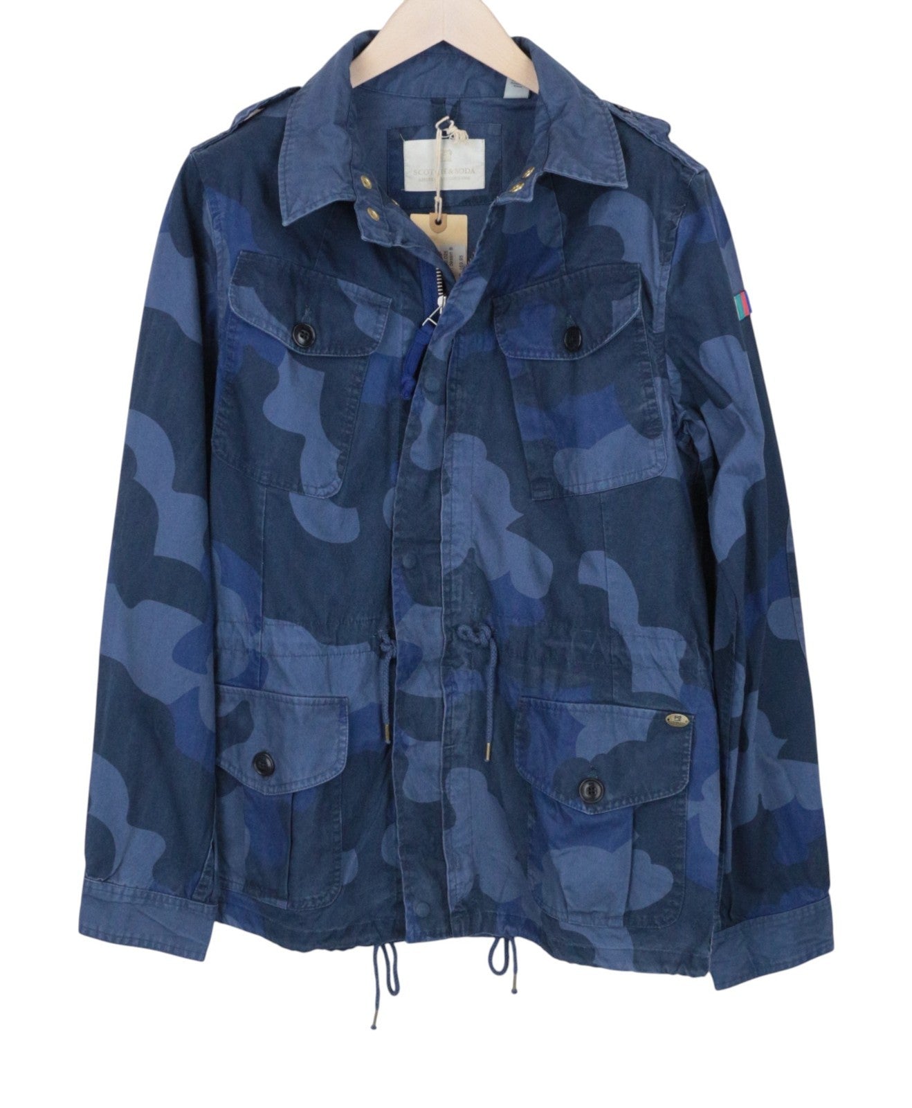 SCOTCH & SODA Men Jacket M Two-Tone Blue Camo Melange Pure Cotton RRP169