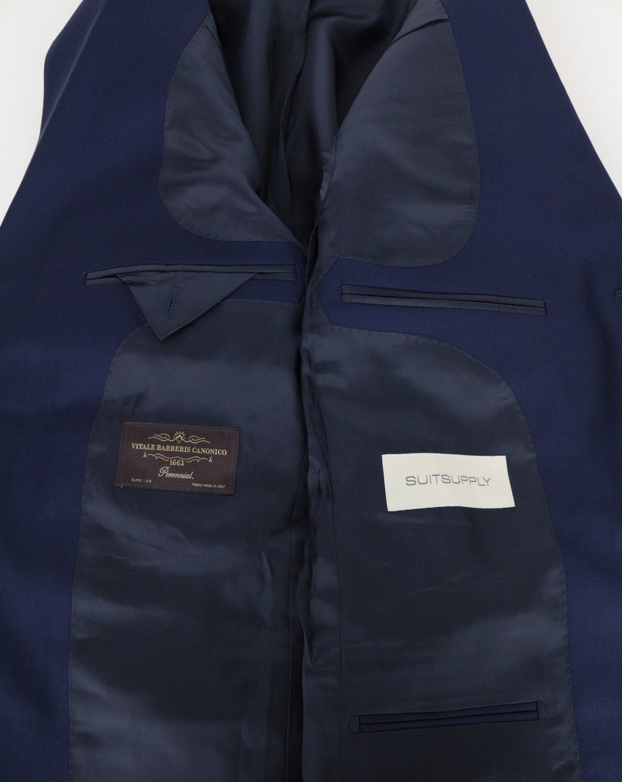 SUITSUPPLY La Spalla Men Suit UK34R Slim 2-Piece Blue Pure Wool Formal Perennial