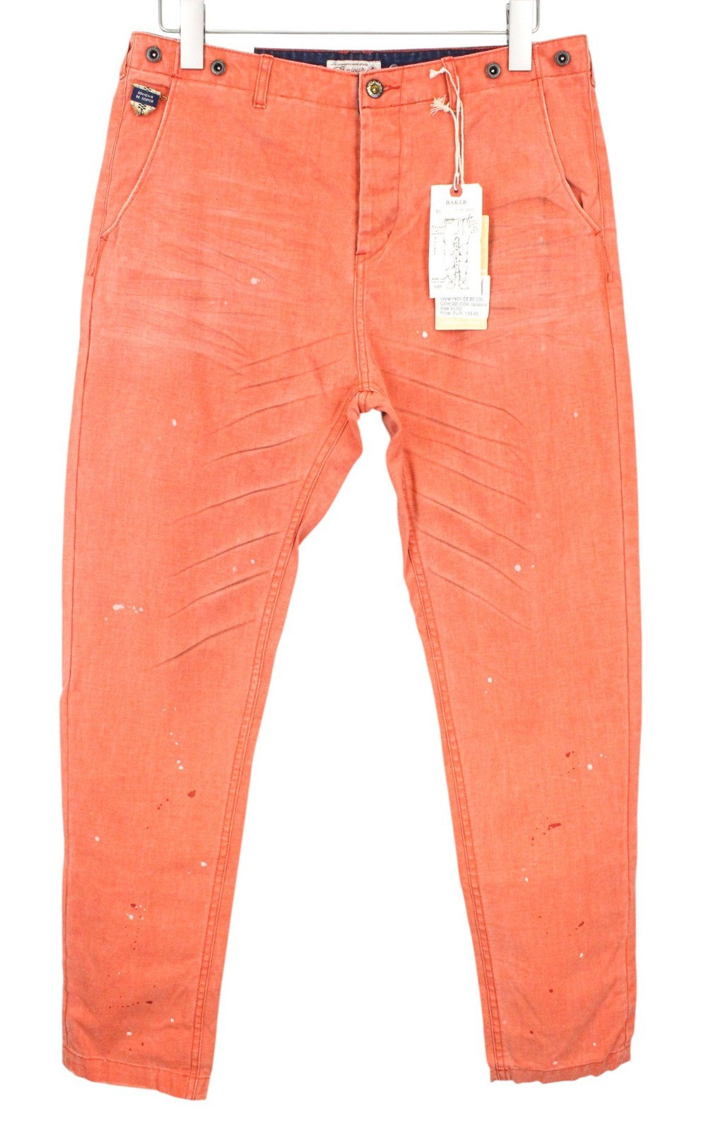 SCOTCH & SODA Baker Men Trousers W31/L32 Loose Taper Coral Chino Non-Stretch