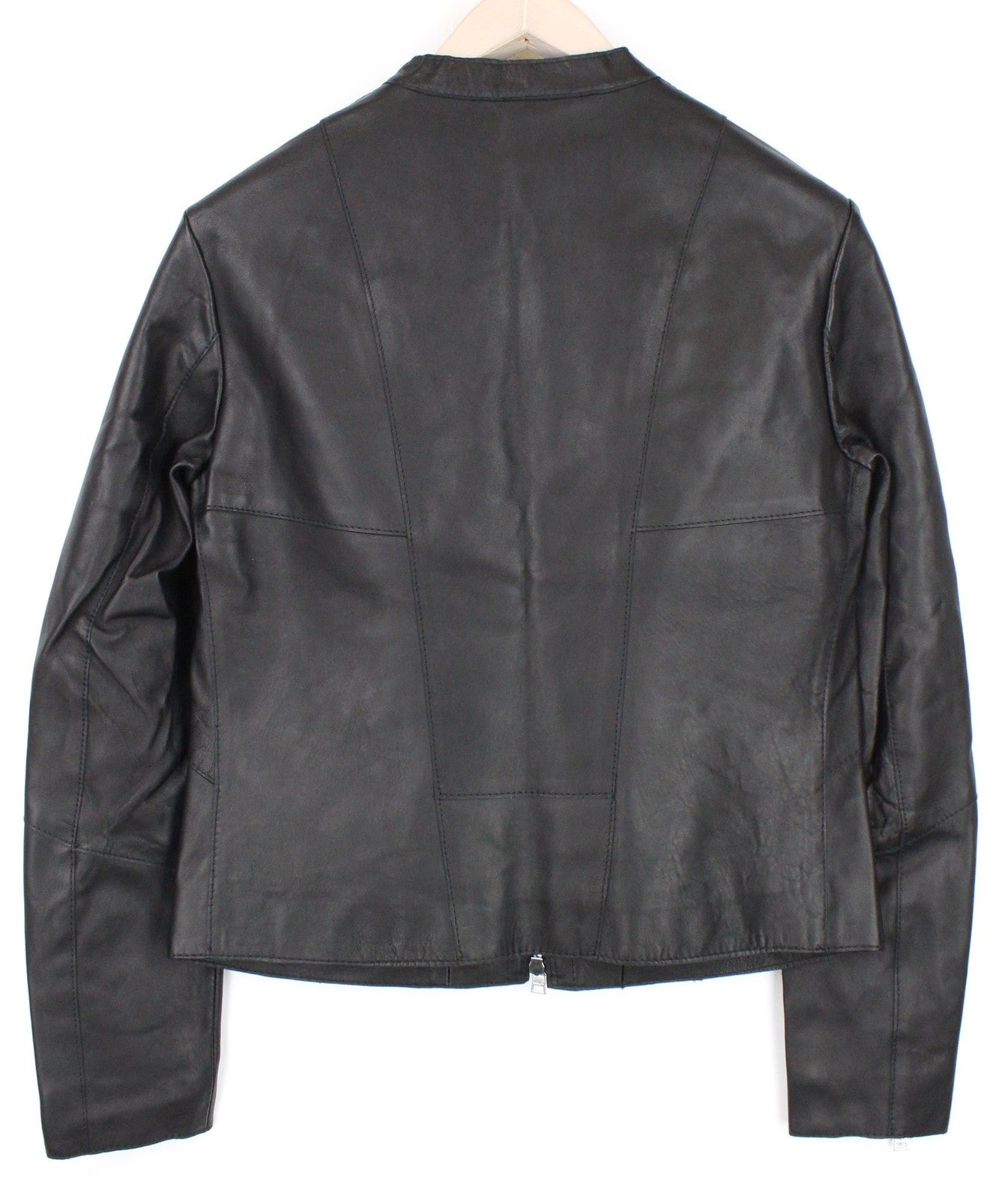 REPLAY Women Jacket M Black Pure Lambskin Leather Biker Zipped Lined RRP€399
