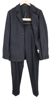 SUITSUPPLY Greenwich Men Suit UK36R Circular Wool Flannel Grey 2Pcs Melange Slim