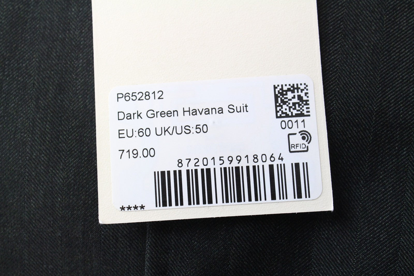 SUITSUPPLY Havana Tulip Men Suit UK50R Wool S130 Green 3-Piece Herringbone Slim