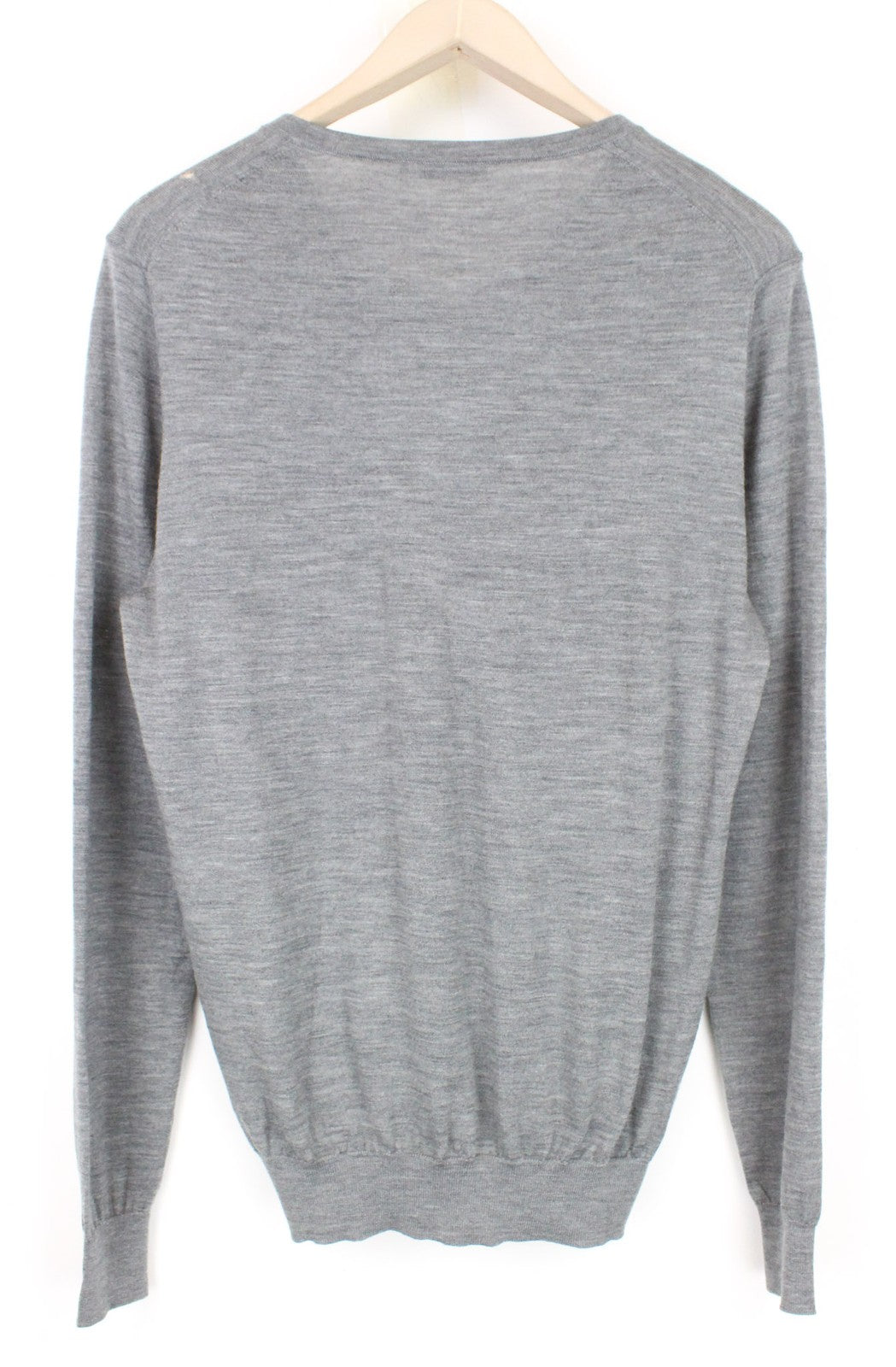 SUITSUPPLY Men Jumper M Grey Melange V-Neck Sweater Knit Pure Merino Wool Slim