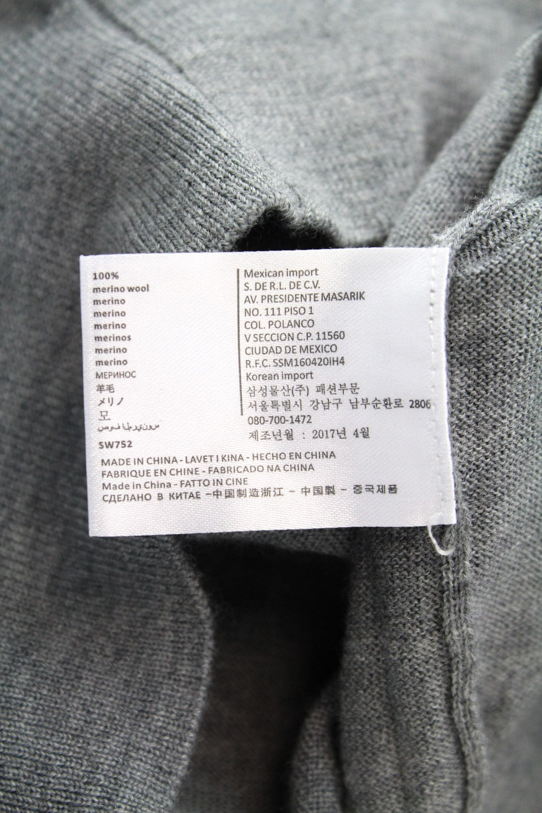 SUITSUPPLY Men Jumper M Grey Melange V-Neck Sweater Knit Pure Merino Wool Slim