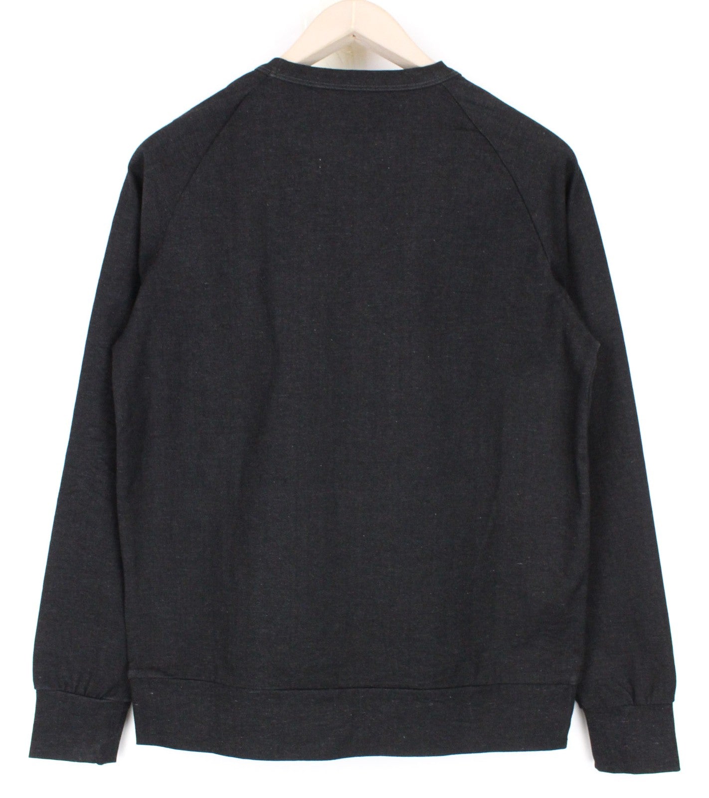 REPLAY Men Sweatshirt S Black Melange Cotton Blend Stretch Crew Neck Classic