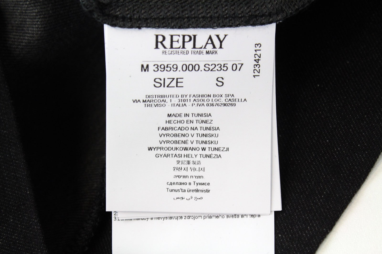 REPLAY Men Sweatshirt S Black Melange Cotton Blend Stretch Crew Neck Classic