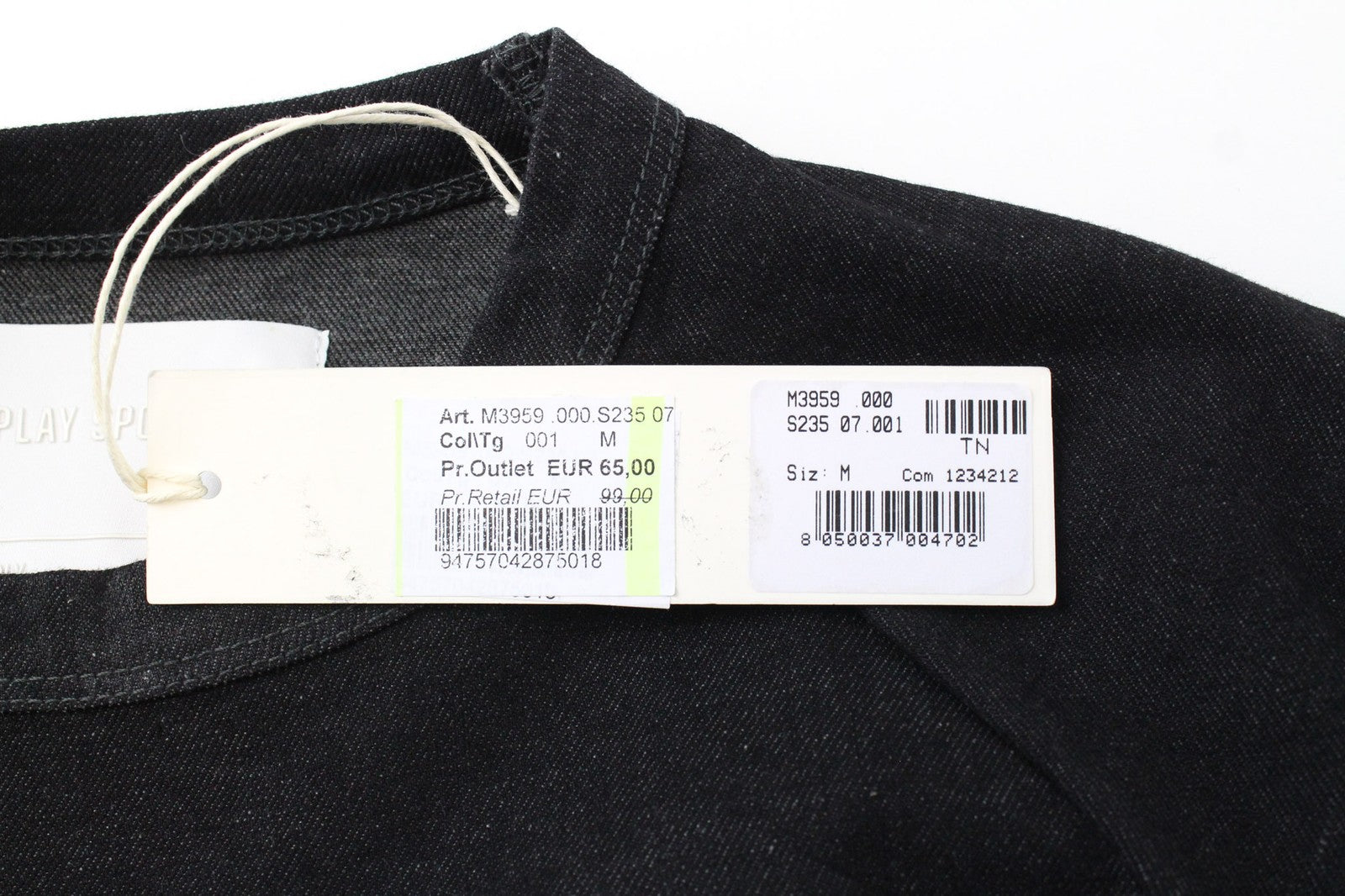 REPLAY Men Sweatshirt M Graphic Cotton Mix Black Melange Stretch Crew Neckline