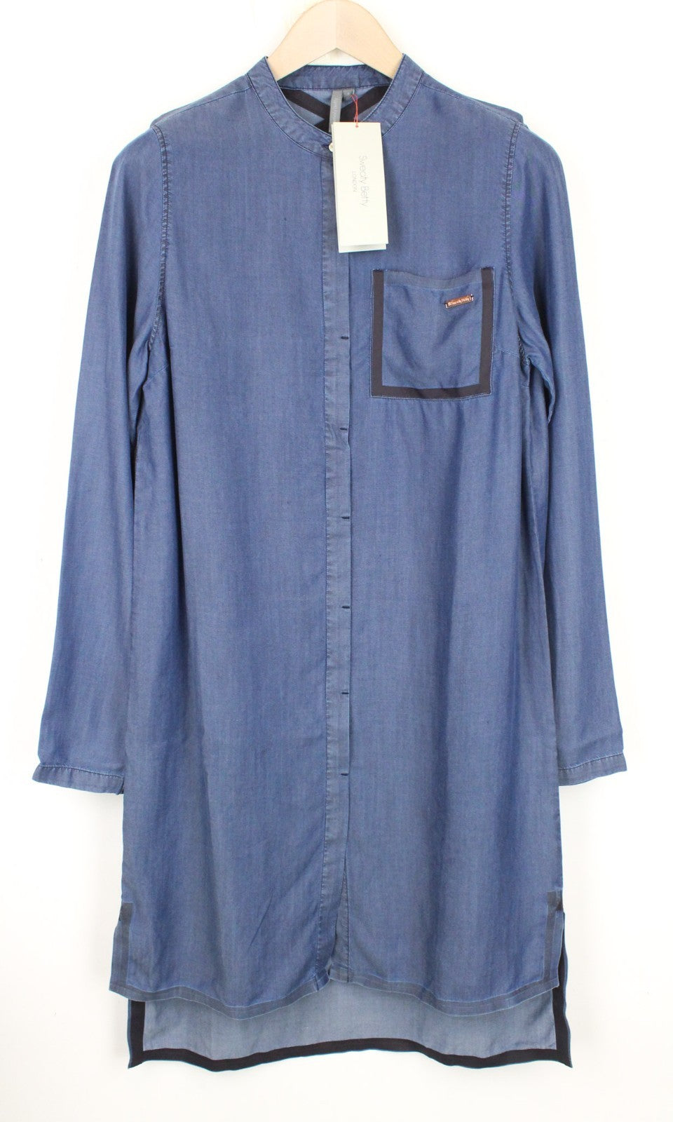 SWEATY BETTY Kvasir Luxe Women Dress S Blue Shirt-Style Denim Light Cotton Blend