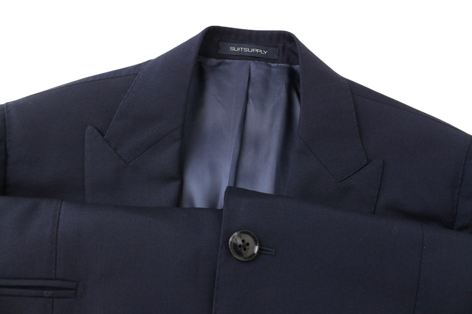 SUITSUPPLY La Spalla Men Suit UK38R Slim 2-Piece Blue Pure Wool S120 Formal