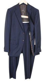 SUITSUPPLY Napoli Men Suit UK44R 2-Piece Melange Navy Pure Wool S110 Formal