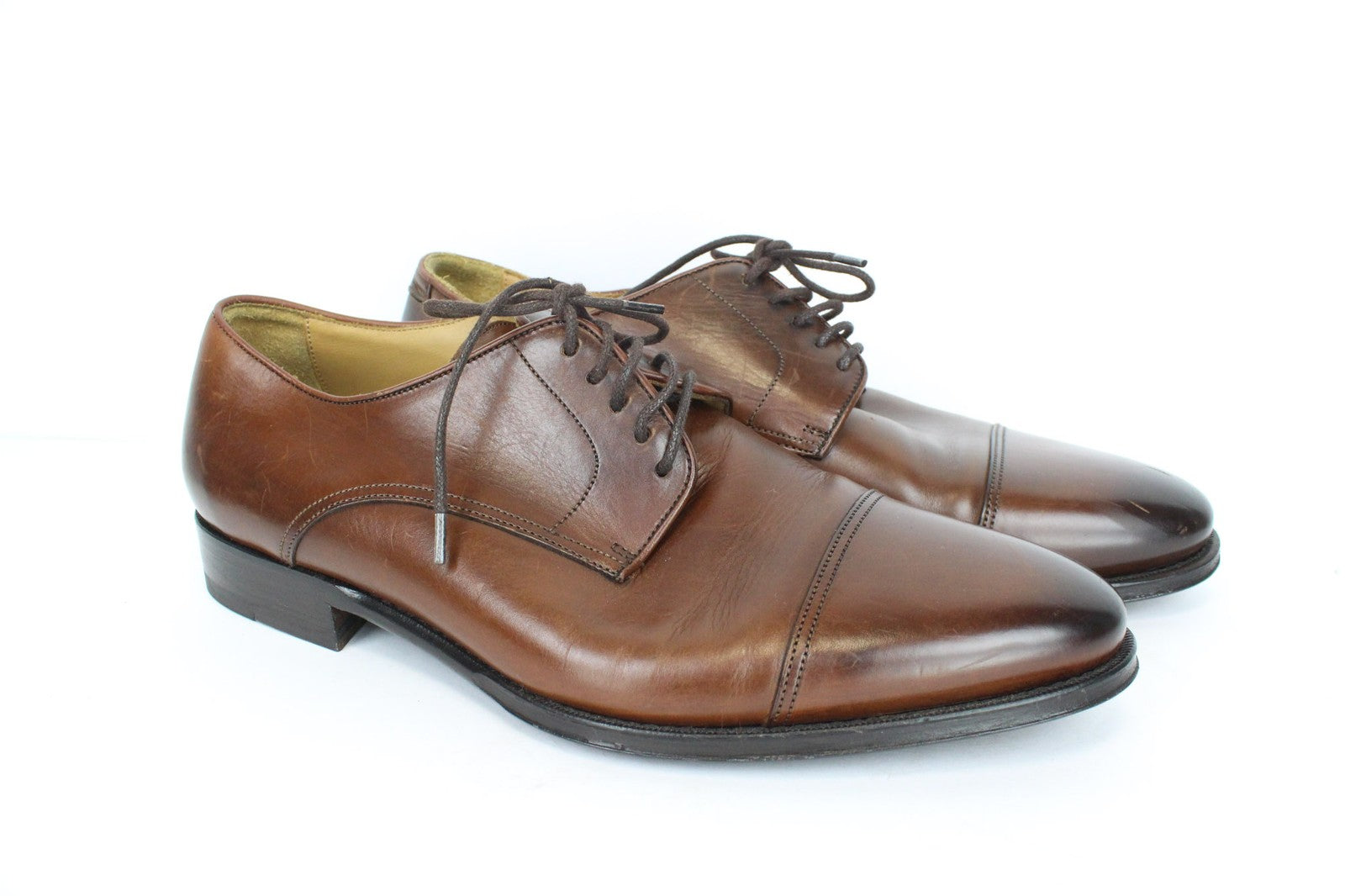 SUITSUPPLY Men Shoes EU40 Mid-Brown Lace Up Formal Calf Leather Derby Classic