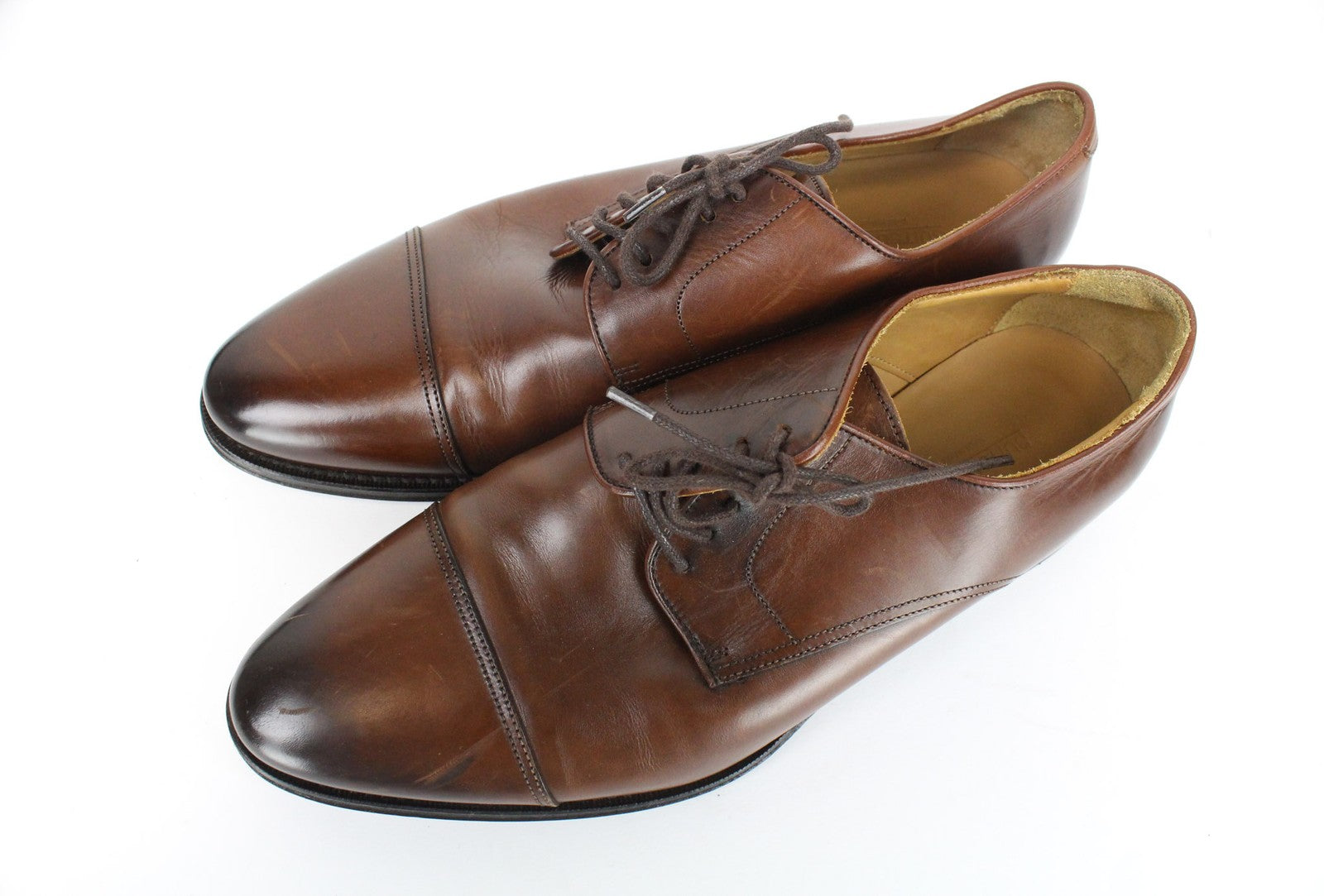 SUITSUPPLY Men Shoes EU40 Mid-Brown Lace Up Formal Calf Leather Derby Classic