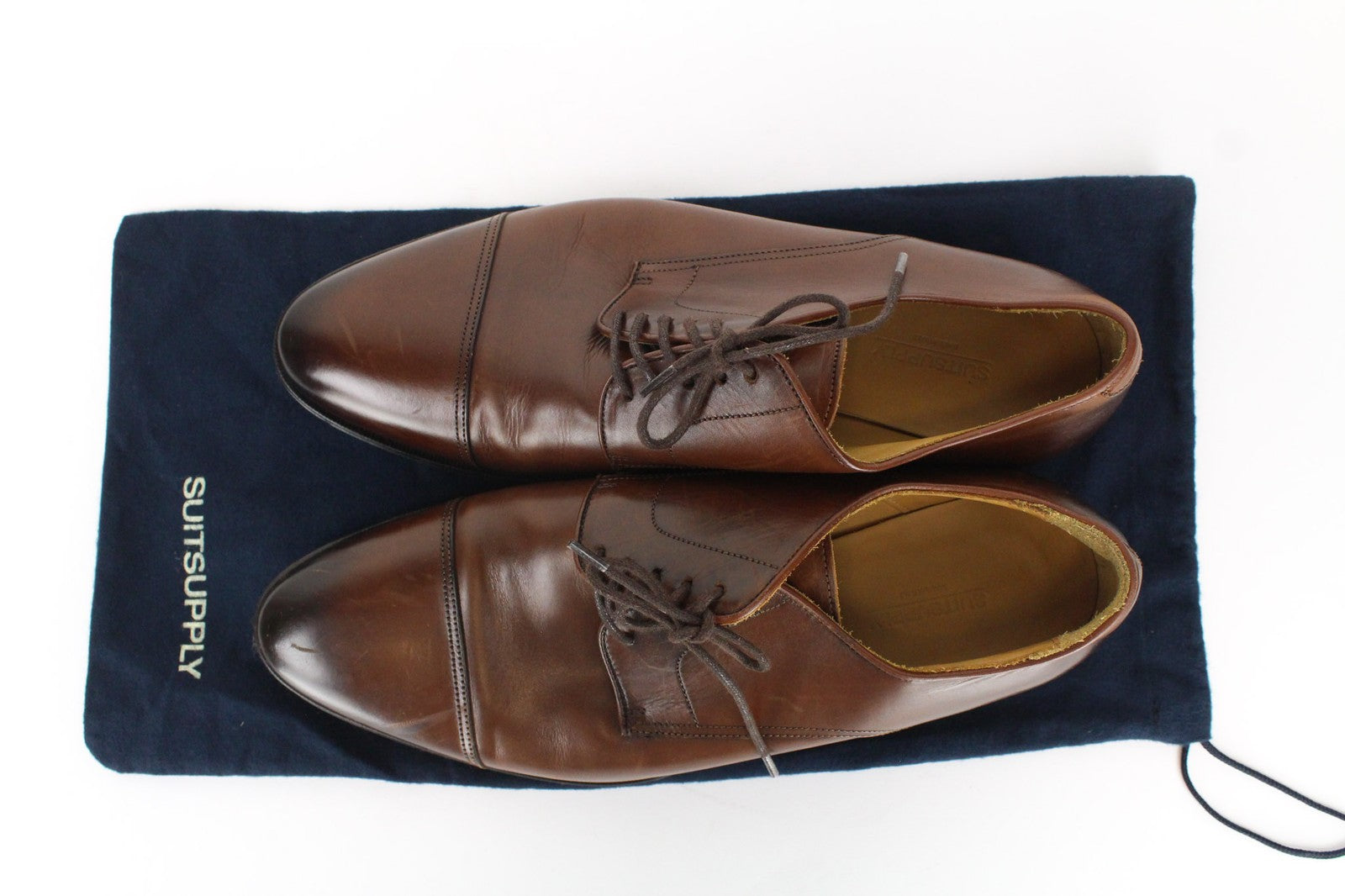 SUITSUPPLY Men Shoes EU40 Mid-Brown Lace Up Formal Calf Leather Derby Classic