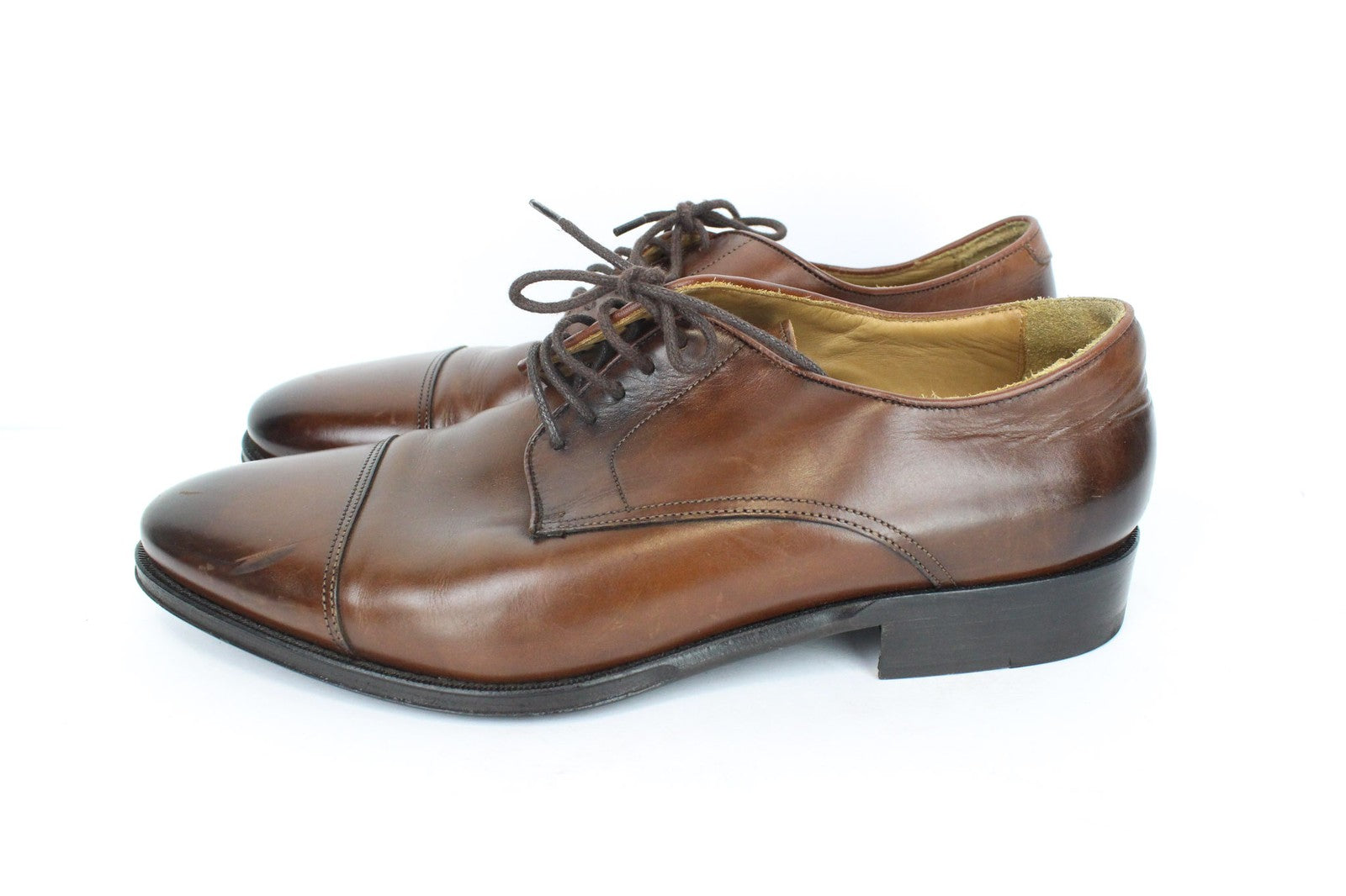 SUITSUPPLY Men Shoes EU40 Mid-Brown Lace Up Formal Calf Leather Derby Classic